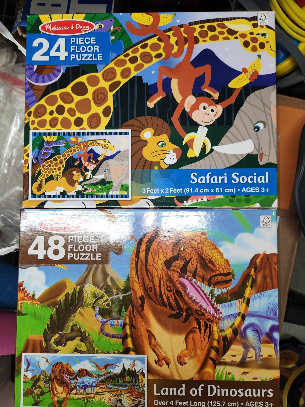 Melissa & Doug Land of Dinosaurs Floor Puzzle - Brown, Green, Blue, Orange